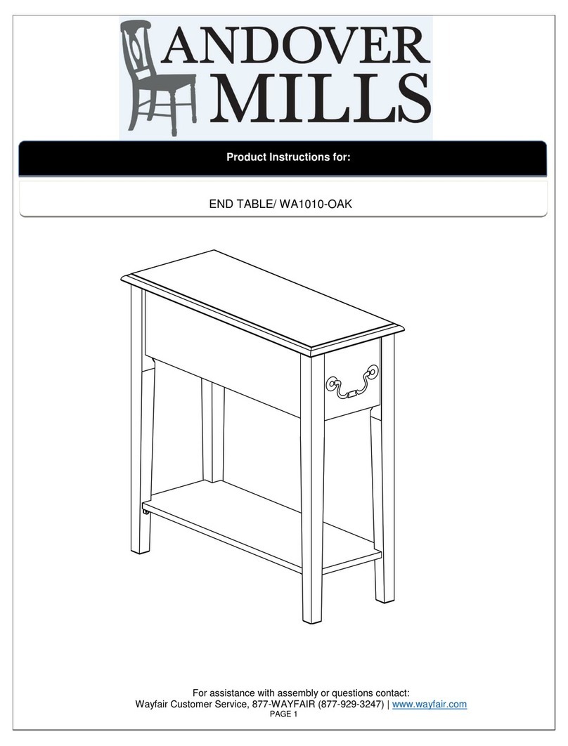 Wayfair Andover Mills WA1010-OAK Instruction sheet Wayfair Andover Mills WA1010-OAK Instruction sheet