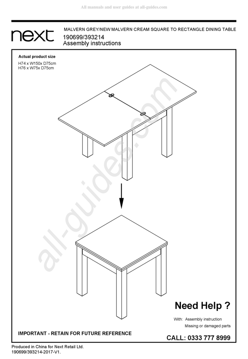 Next MALVERN GREY SQUARE TO RECTANGLE DINING TABLE... Assembly instructions
