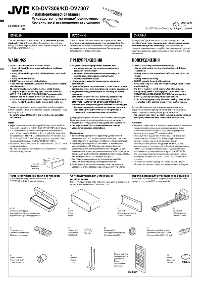 JVC DVD/CD Receiver KD-DV7308 User manual JVC DVD/CD Receiver KD-DV7308 User manual