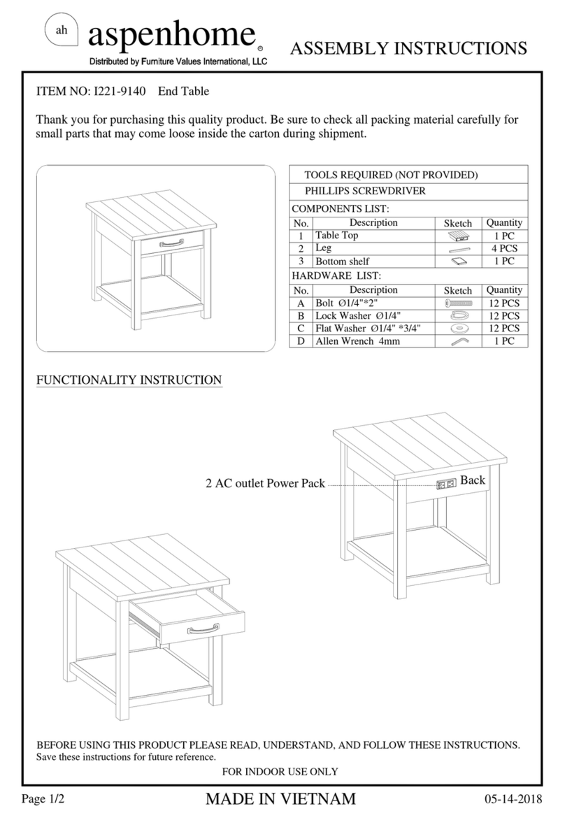 aspenhome I221-9140 Assembly instructions