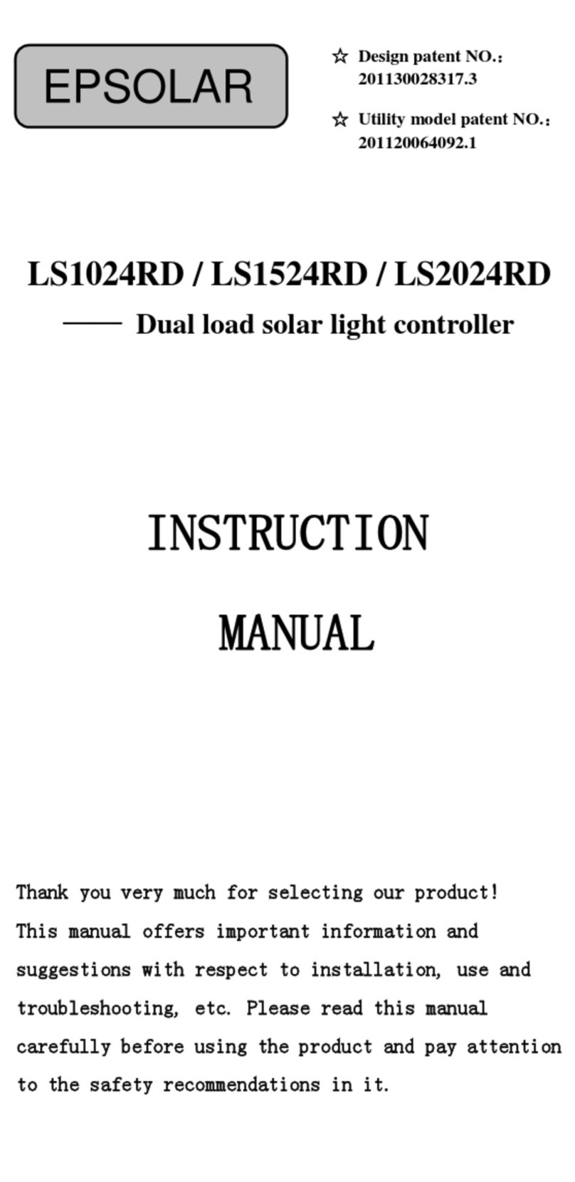EP Solar LS1024RD User manual EP Solar LS1024RD User manual