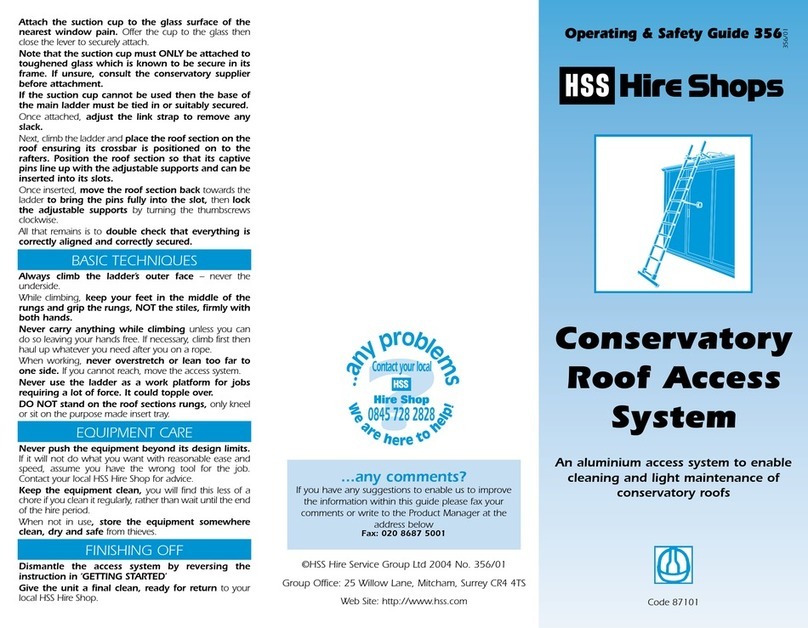 HSS Hire Conservatory Roof Access System Troubleshooting guide