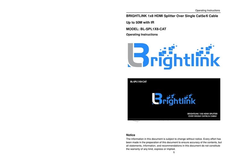 Brightlink BL-SPL1X8-CAT operating instructions Brightlink BL-SPL1X8-CAT operating instructions