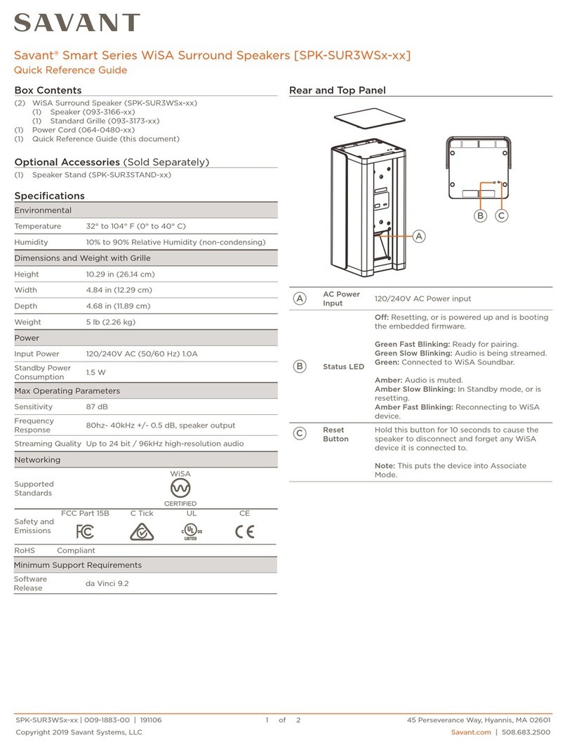 Savant Smart SPK-SUR3WS Series User manual
