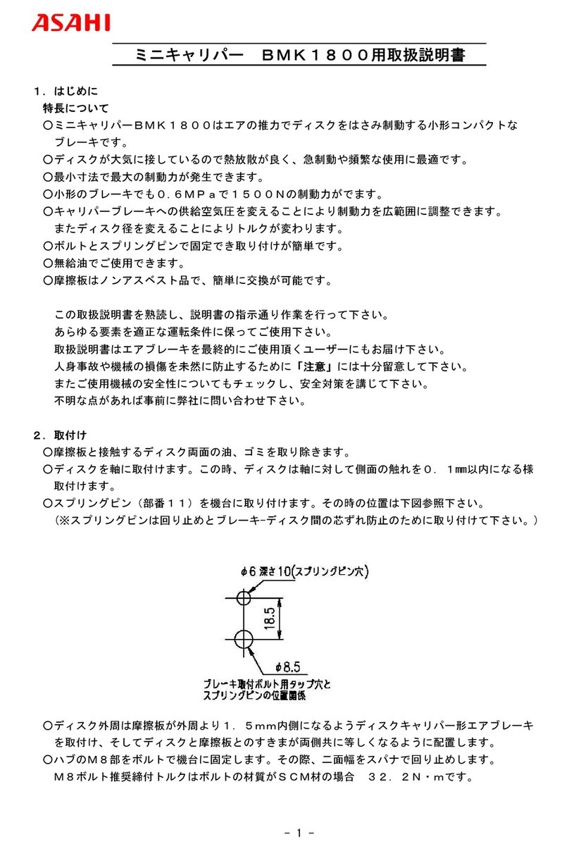 ASAHI BMK1800 Installation and maintenance  instruction