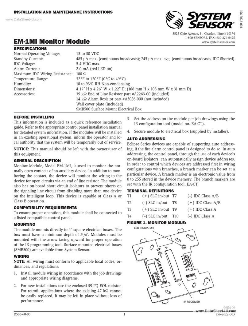 System Sensor EM-1MI Installation and maintenance instructions