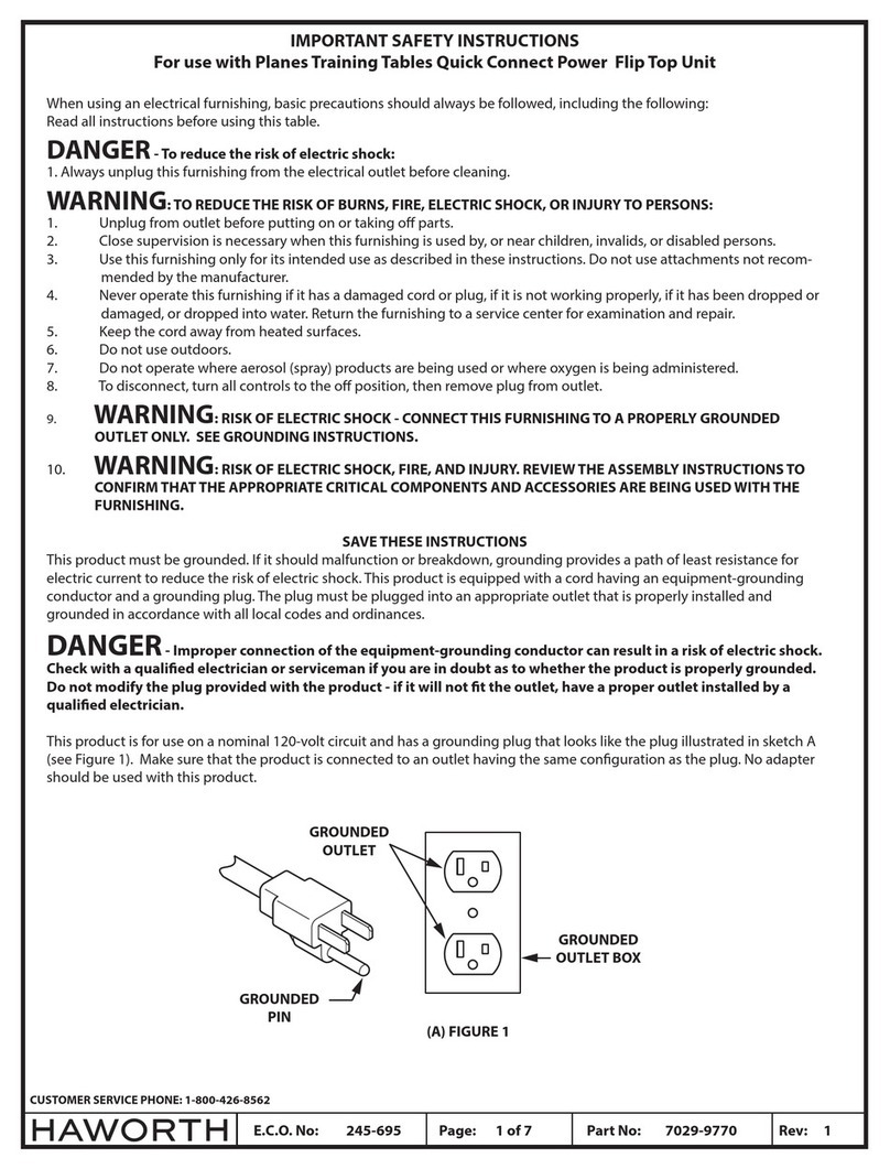 Haworth 7029-9770 Important safety instructions Haworth 7029-9770 Important safety instructions