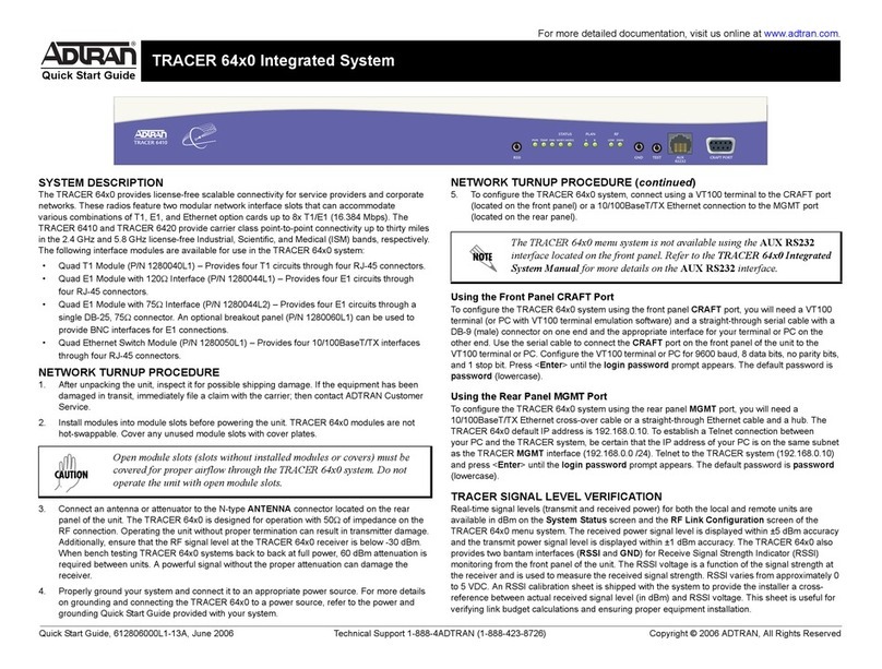 ADTRAN TRACER 64 0 Series quick start guide