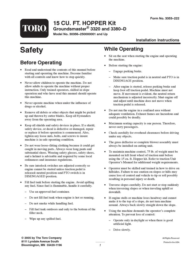 Toro Groundsmaster 3320 installation instructions