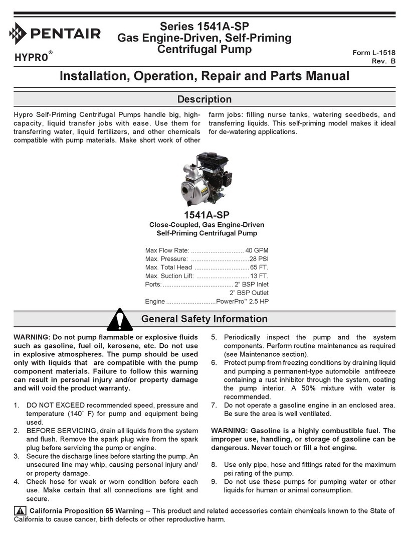 Pentair Hypro 1541A-SP Series Use and care manual