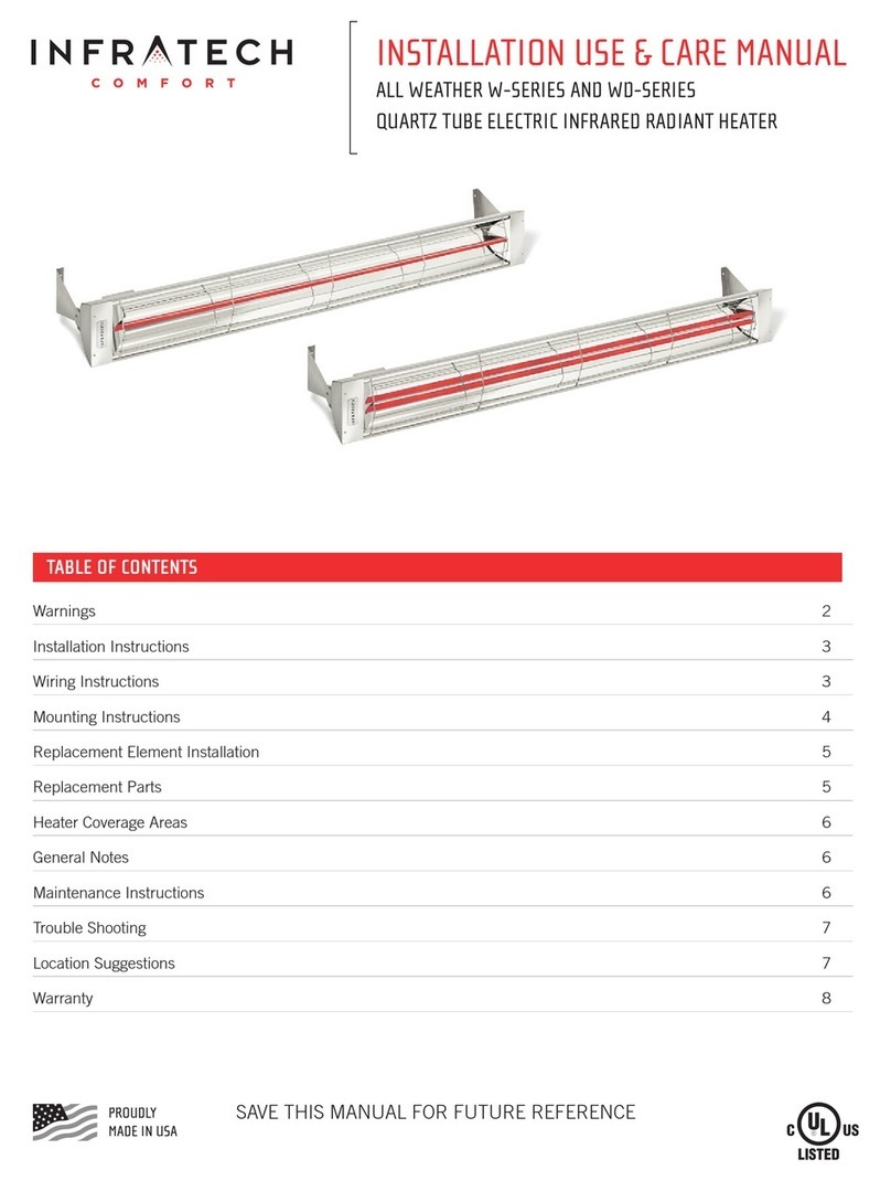 Infratech W Series Installation, use & care manual Infratech W Series Installation, use & care manual