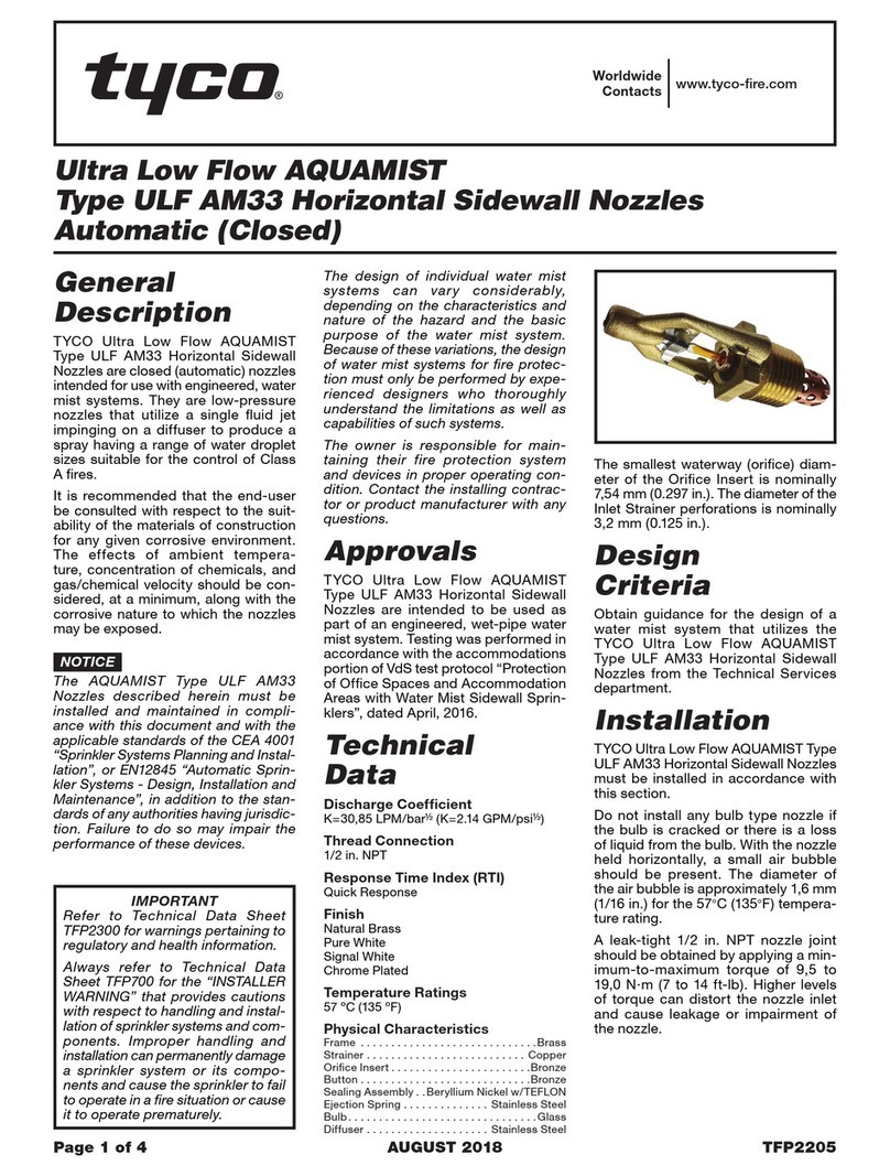 Johnson Controls tyco AQUAMIST ULF AM33 User manual