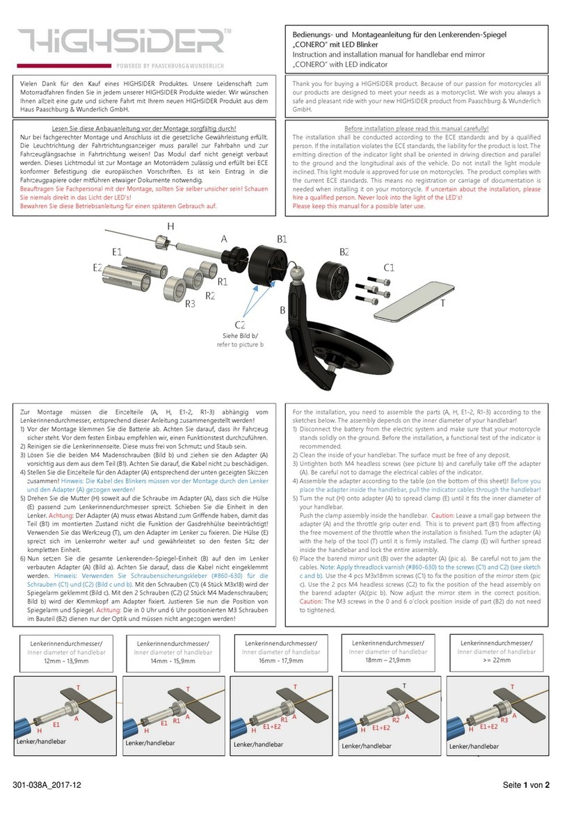 Paaschburg & Wunderlich HIGHSIDER CONERO Instruction and installation manual Paaschburg & Wunderlich HIGHSIDER CONERO Instruction and installation manual