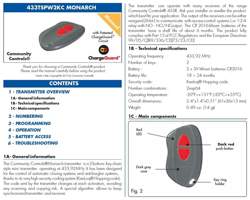 Community Controls MONARCH 433TSPW2KC manual