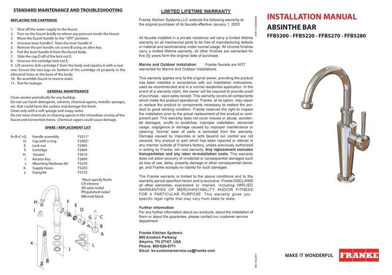 Franke ABSINTHE BAR FFB5200 installation manual