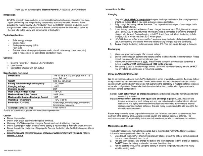 Bioenno Power BLF-12200AS User manual
