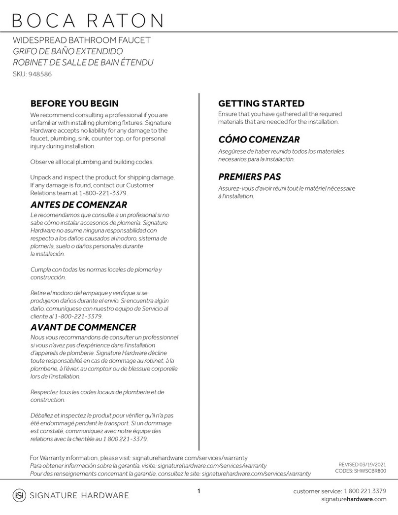 Signature Hardware Boca Raton SHWSCBR800MB installation instructions