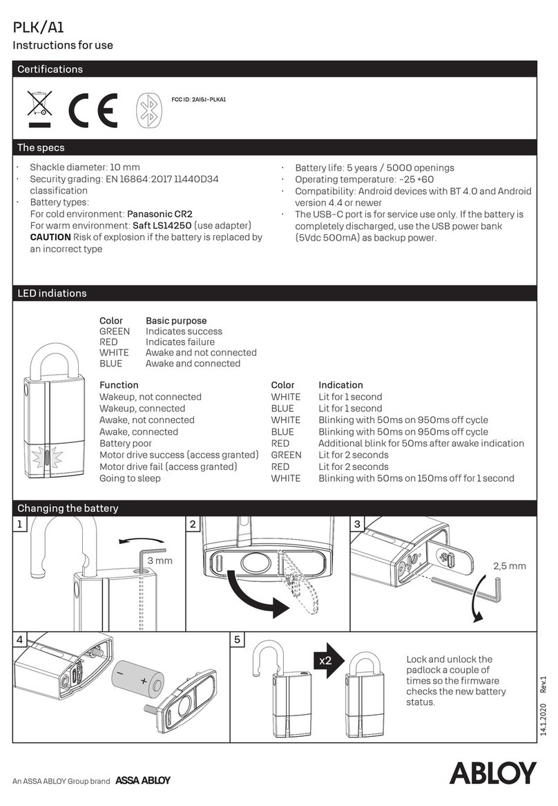 Abloy PLK/A1 Instructions for use