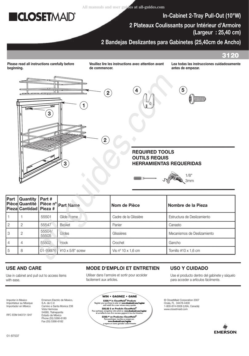 Closet Maid 3120 Use and care