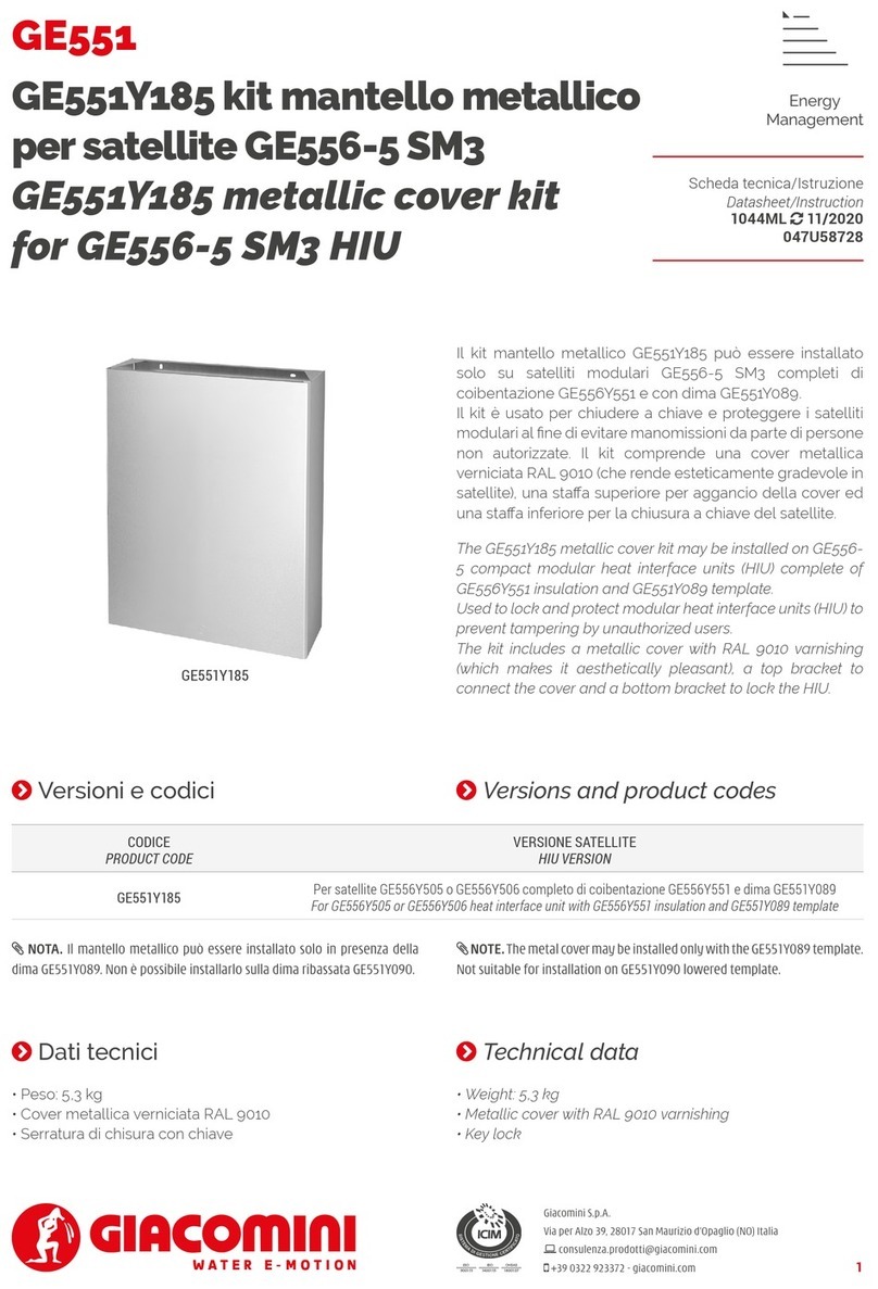 Giacomini GE551 Datasheet / Operating Instructions