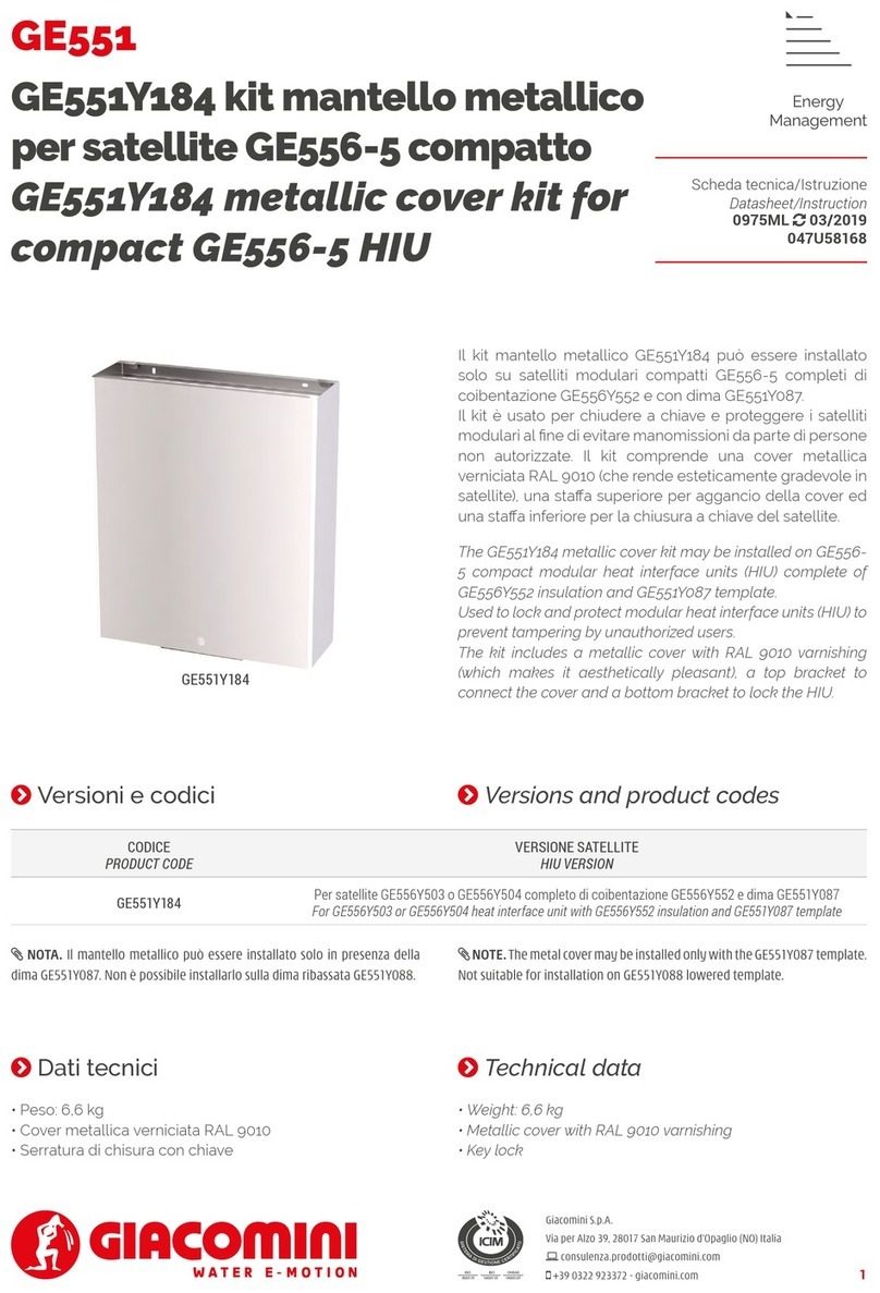 Giacomini GE551 Datasheet / Operating Instructions