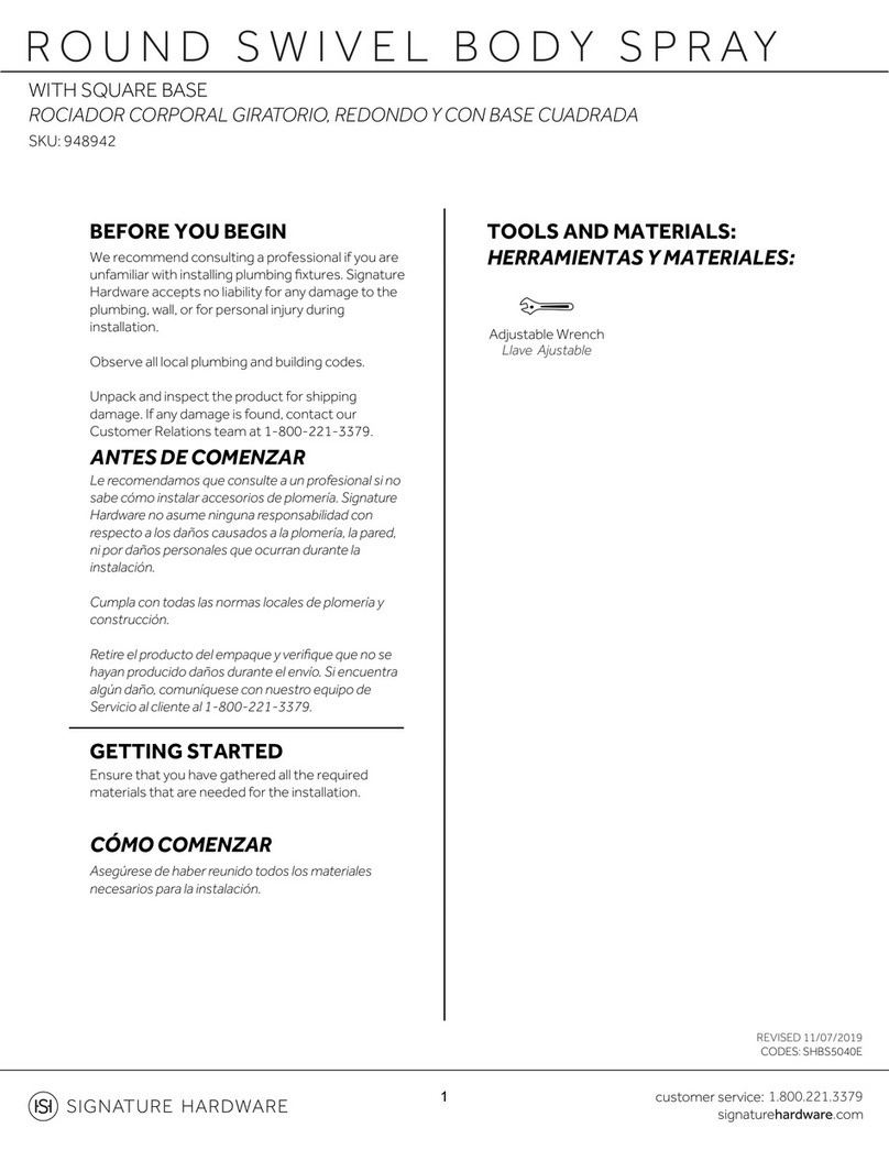 Signature Hardware ROUND SWIVEL BODY SPRAY 948942 Instruction sheet
