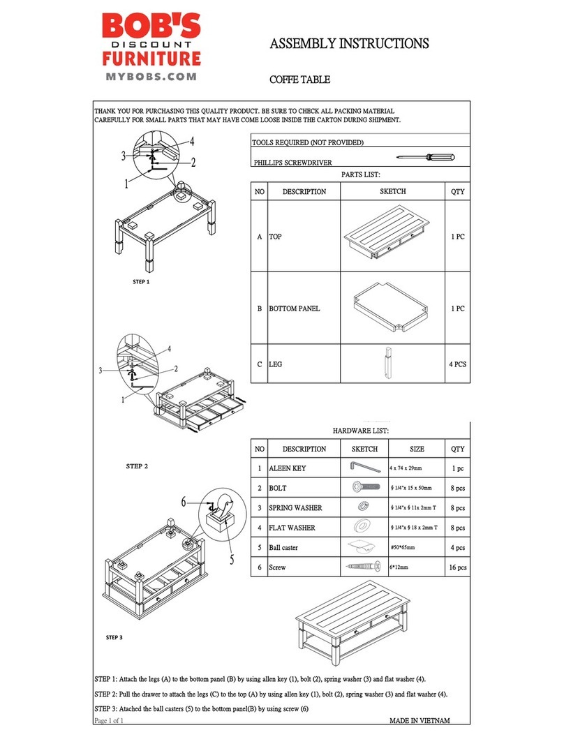 Bob's Discount Furniture LAUREL COFFEE TABLE 20051756001 Assembly instructions