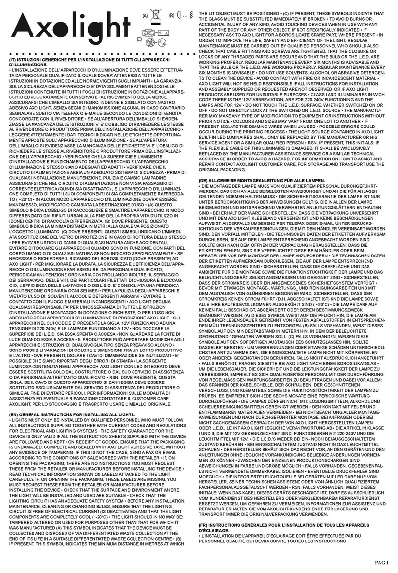 Axolight LTCLAVIUSG User manual