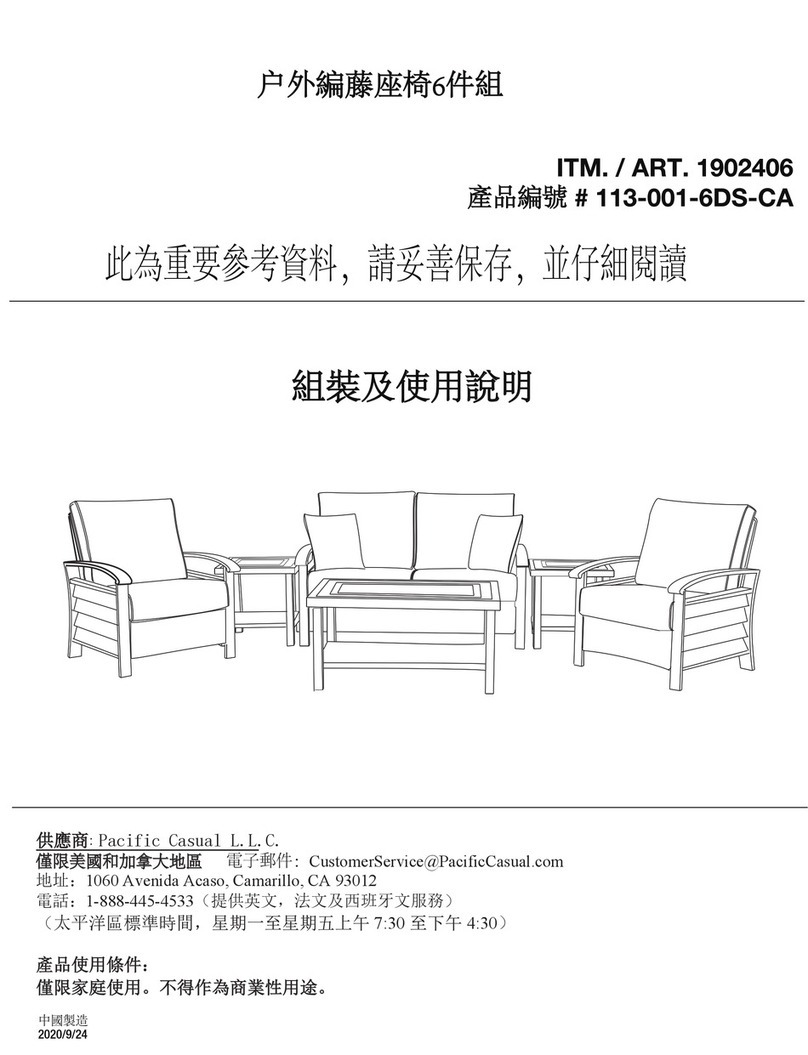 Pacific Casual 113-001-6DS-CA Quick setup guide Pacific Casual 113-001-6DS-CA Quick setup guide
