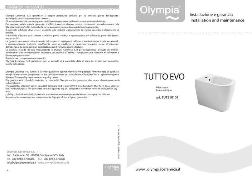 Olympia TUTTO EVO TUT210101 Installation and Maintenance Olympia TUTTO EVO TUT210101 Installation and Maintenance