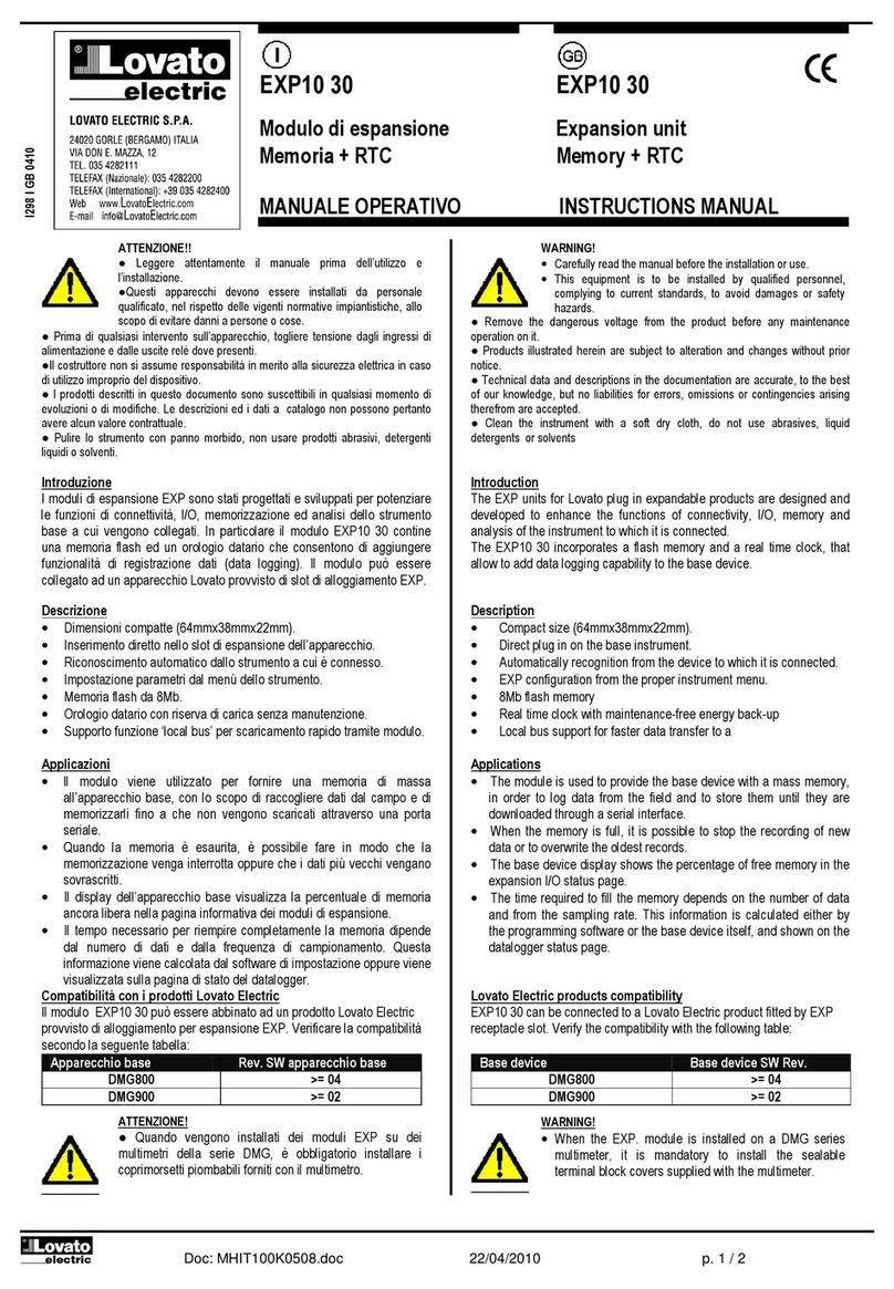 LOVATO ELECTRIC EXP10 30 User manual