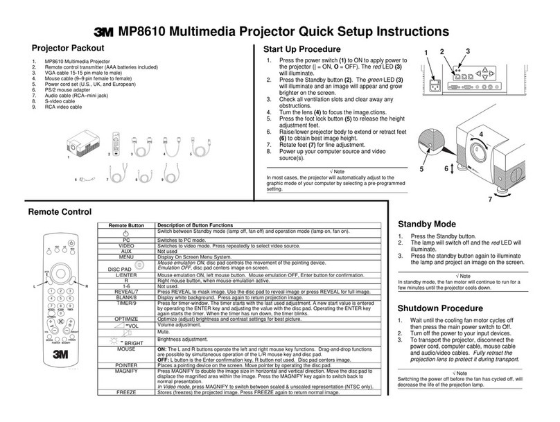 3M Multimedia Projector MP8610 Manual