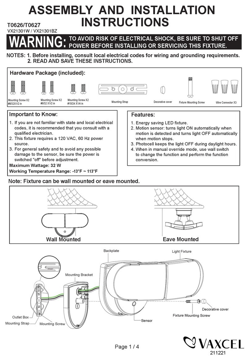 Vaxcel T0626 Assembly and installation instructions