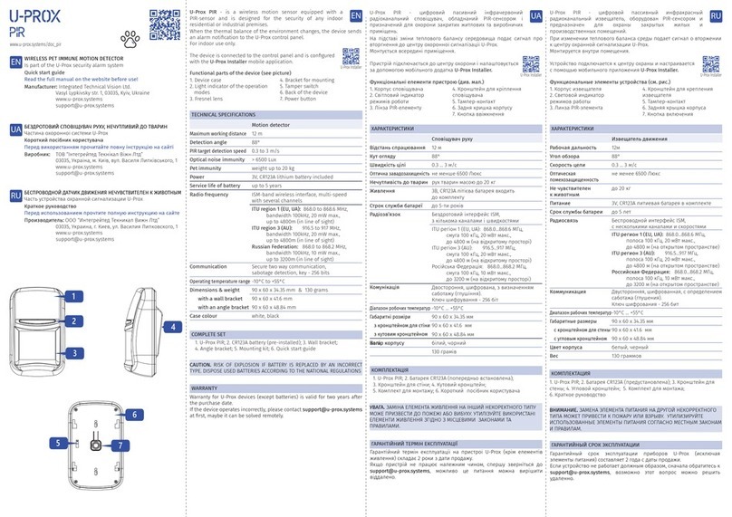 U-Prox PIR quick start guide