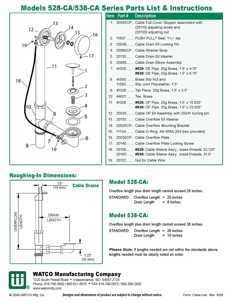 Watco 528-CA Series Parts List, Instructions