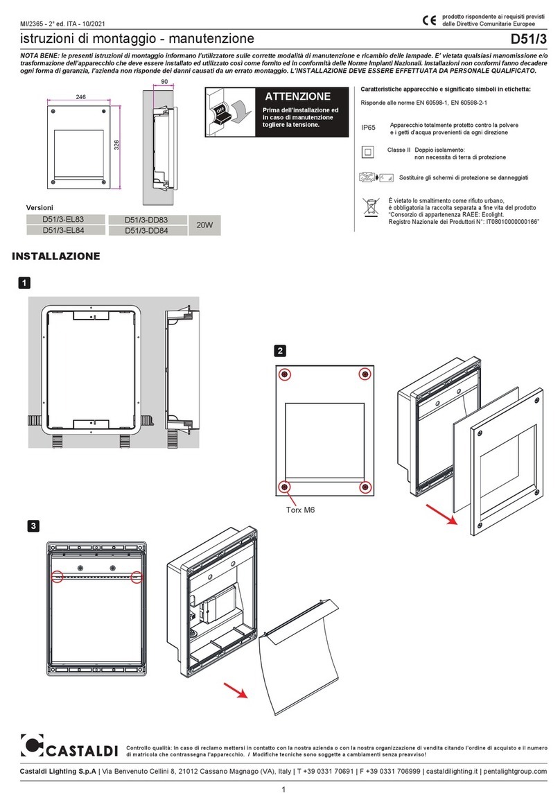 Castaldi Lighting D51/3-EL83 Installation and maintenance sheet