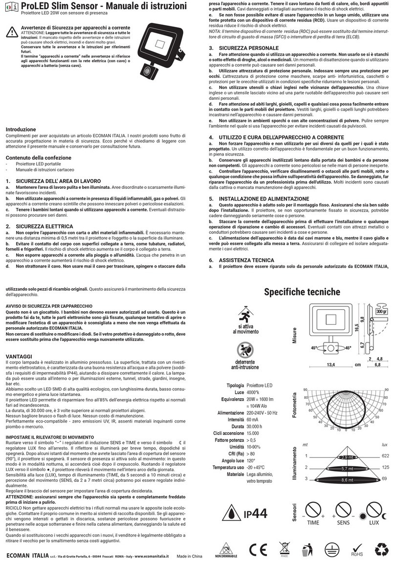 ECOMAN ITALIA ProLED Slim Sensor instruction manual