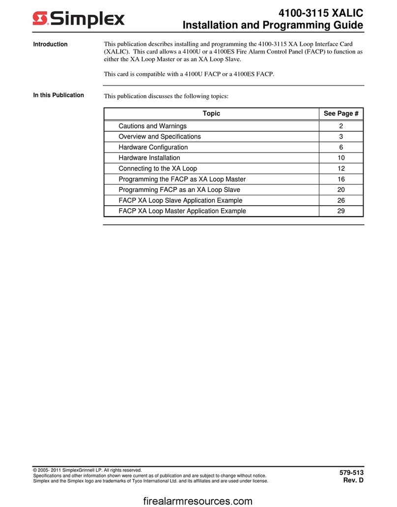 Simplex 4100-3115 XALIC Installation guide Simplex 4100-3115 XALIC Installation guide