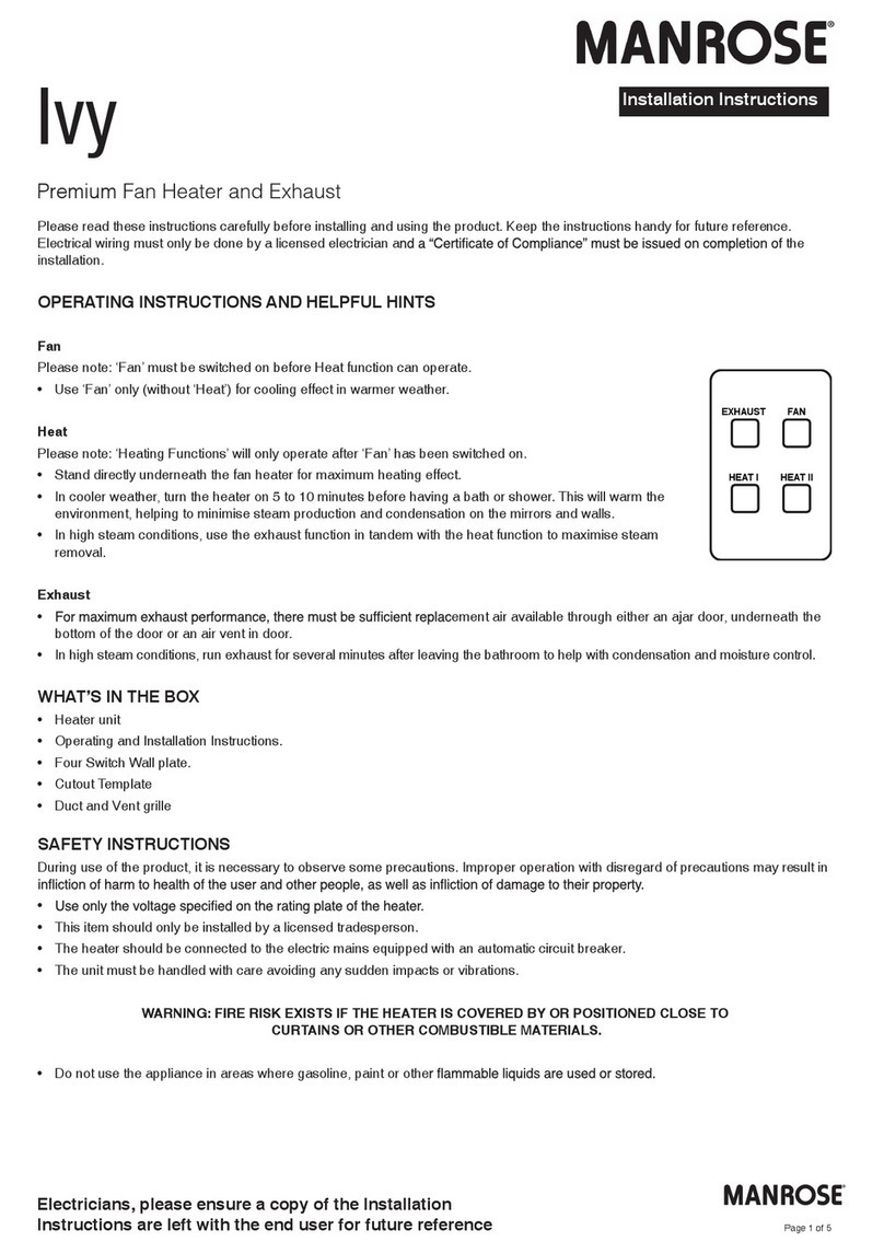 Manrose IVY installation instructions