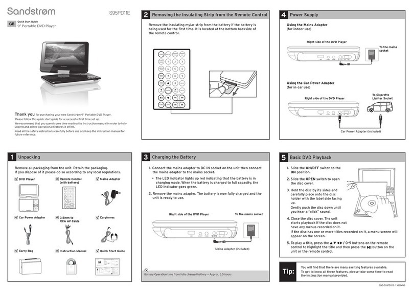 Sandstrom S95PD11E quick start guide