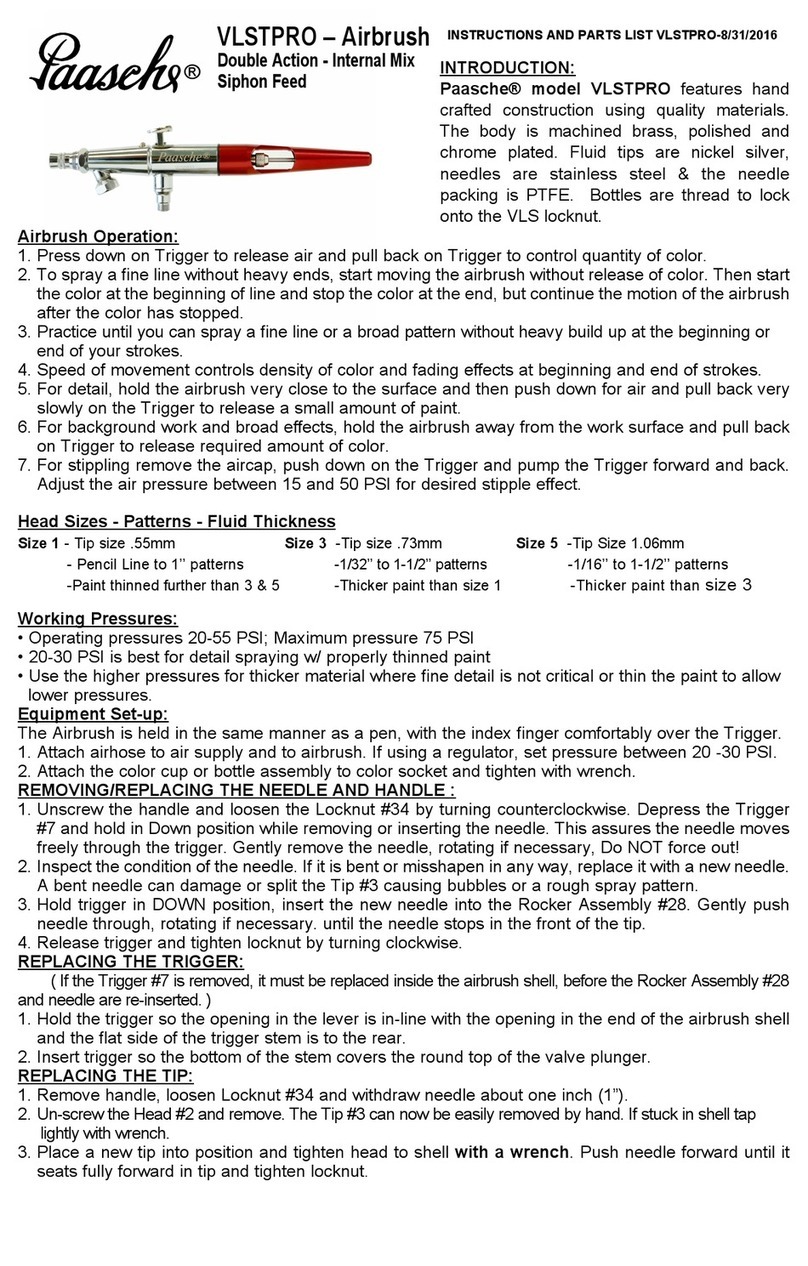 paasche VLSTPRO Instructions and parts list