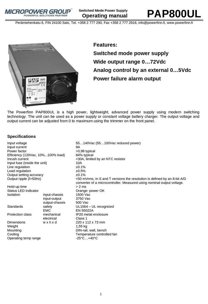MICRO-POWER PAP800UL operating manual
