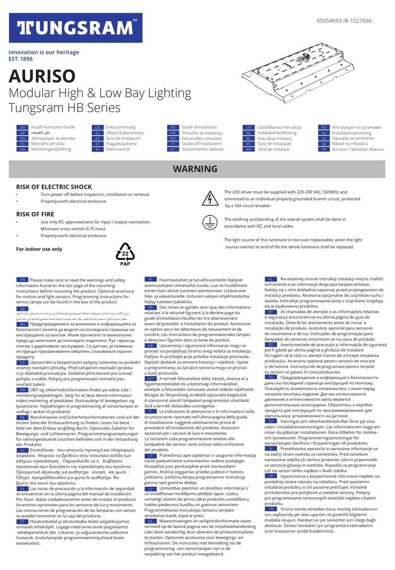 Tungsram HB Series Install Instruction Guide Tungsram HB Series Install Instruction Guide