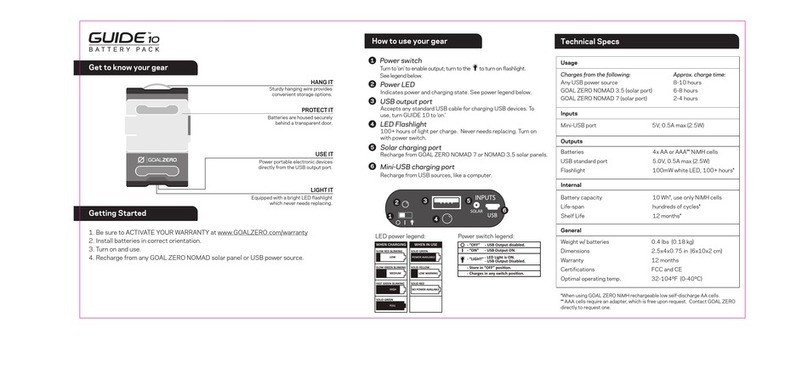 GOAL ZERO GUIDE10 User manual
