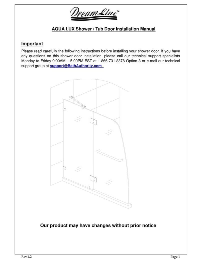 Dreamline AQUA LUX User manual Dreamline AQUA LUX User manual