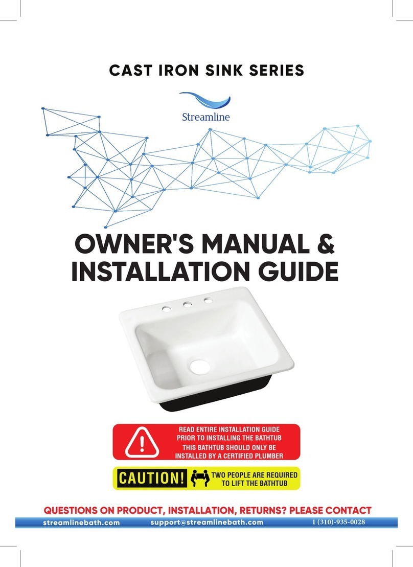 Streamline CAST IRON SINK Series Owner's manual and installation guide Streamline CAST IRON SINK Series Owner's manual and installation guide