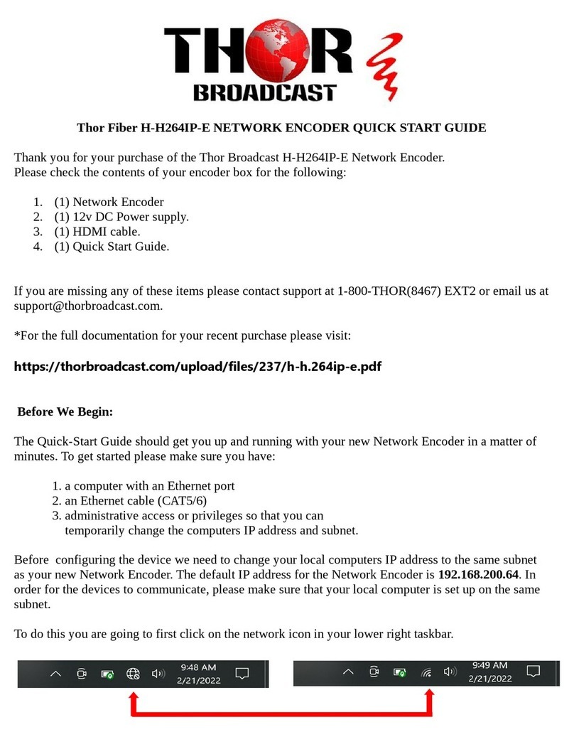 Thor Broadcast H-H.264IP-E User manual Thor Broadcast H-H.264IP-E User manual