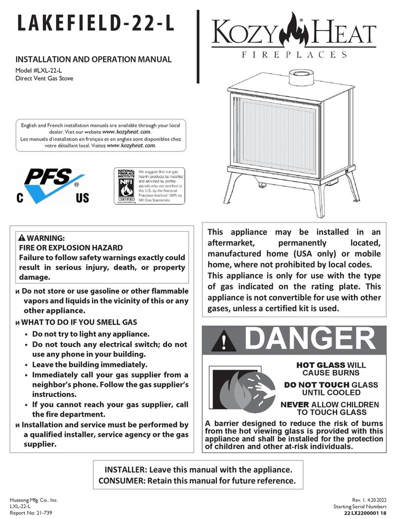kozy heat LAKEFIELD-2 2-L Installation and operation manual
