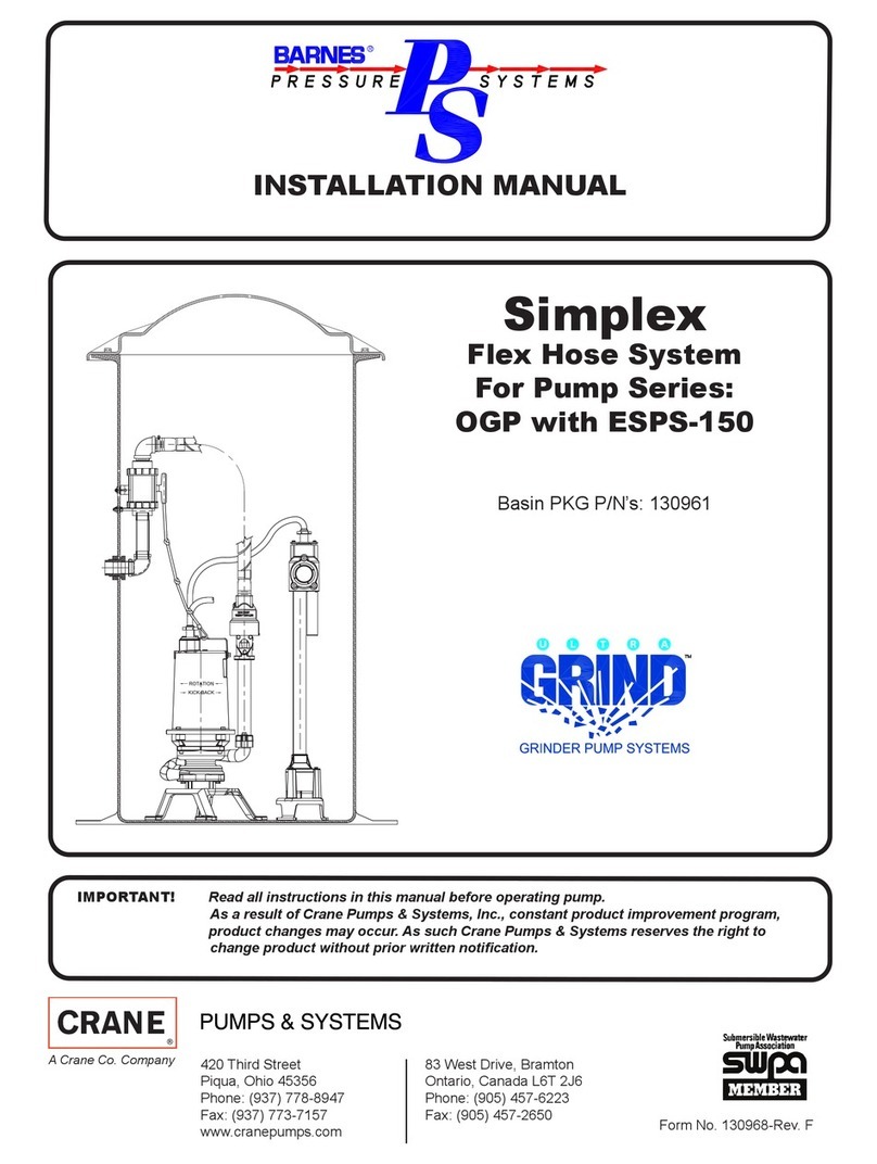 Crane BARNES PRESSURE SYSTEMS ULTRA GRIND Simplex... User manual
