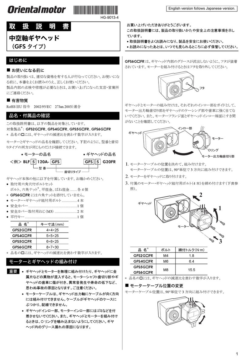 Oriental motor GFS5G FR Series operating manual